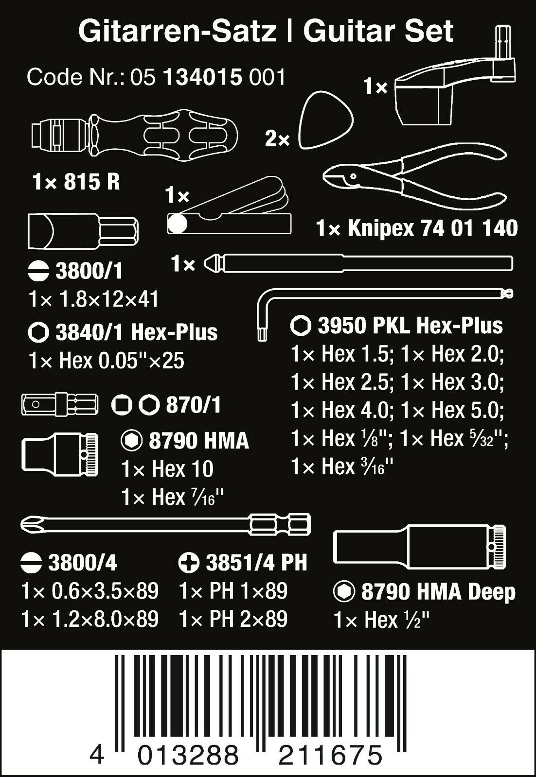 wera 9100 guitar tool set 23 piece 05134015001
