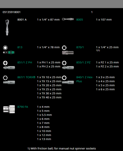 wera kraftform kompakt zyklop mini 2 socket wrench set 27 pieces 05135918001