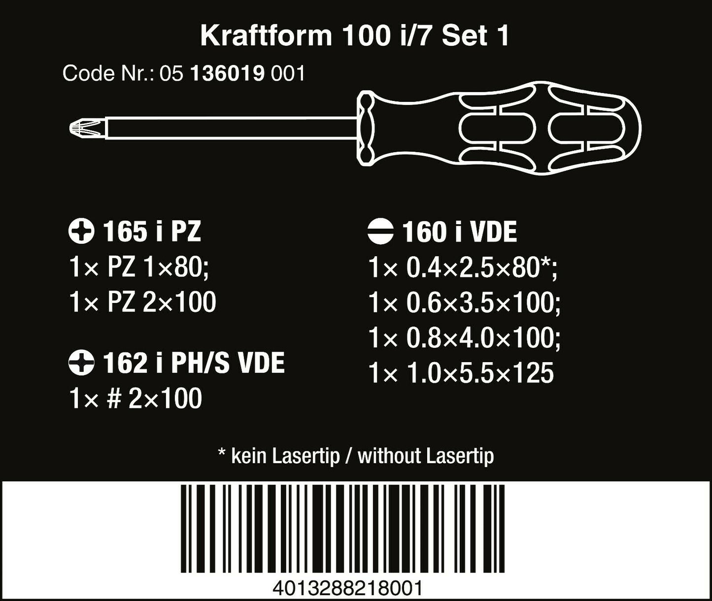 wera 100 i/7 vde set 1 kraftform insulated screwdriver set 7 piece 05136019001