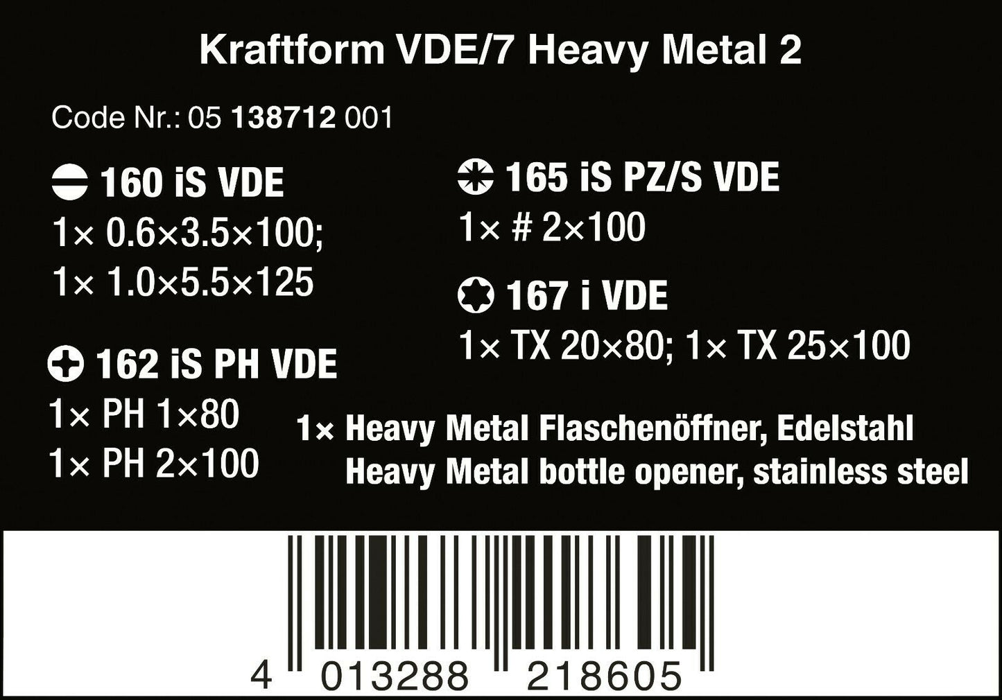 wera kraftform vde/7 heavy metal 2 insulated screwdriver set 7 piece 05138712001