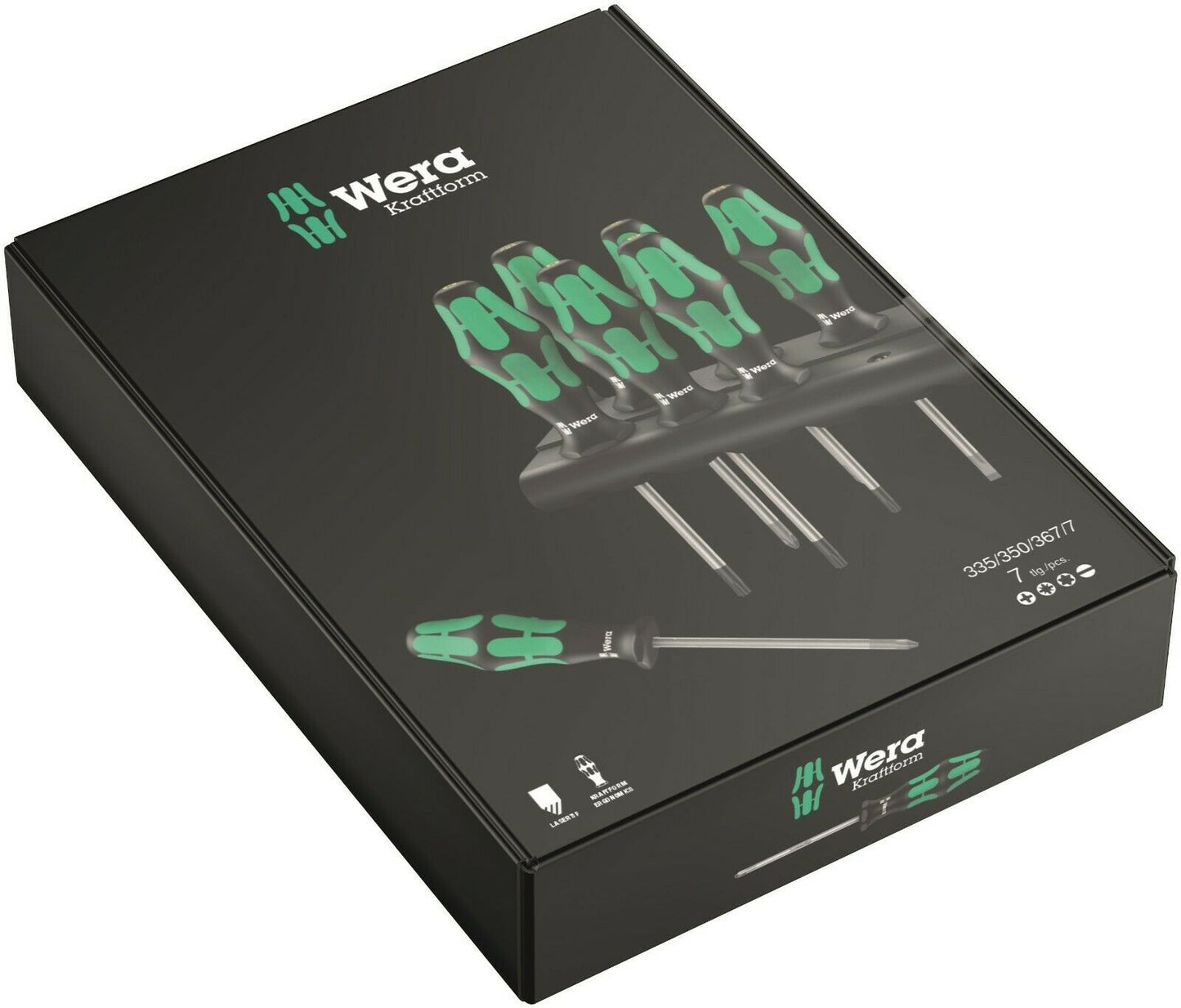 wera 335/350/367/7 kraftform plus lasertip screwdriver set 7 piece 05320540001