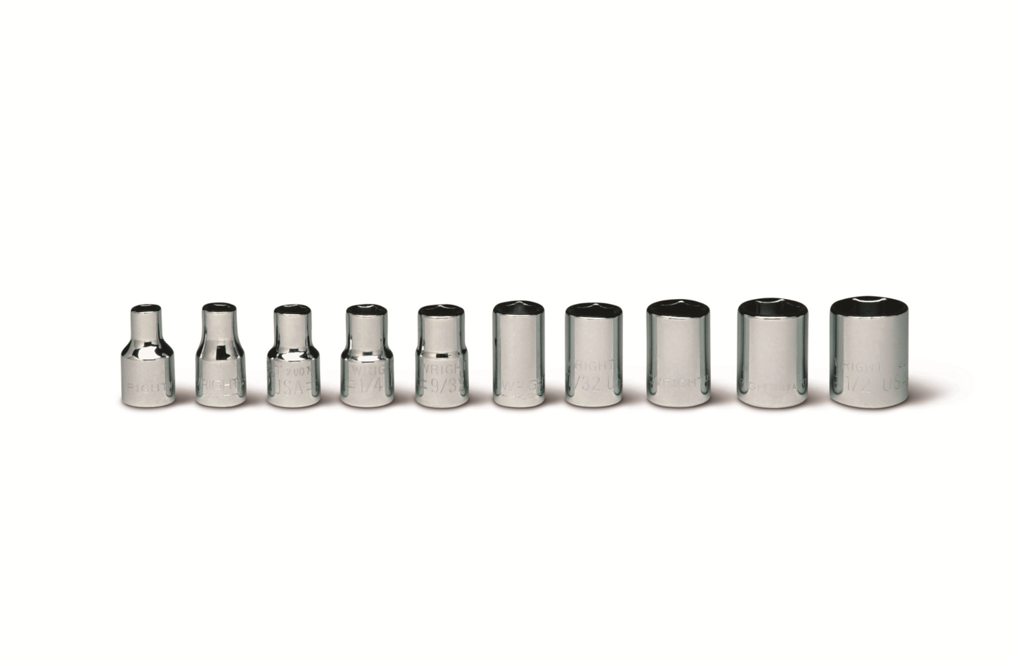 wright tool 6 point socket set 10 piece 1/4" drive sae 200