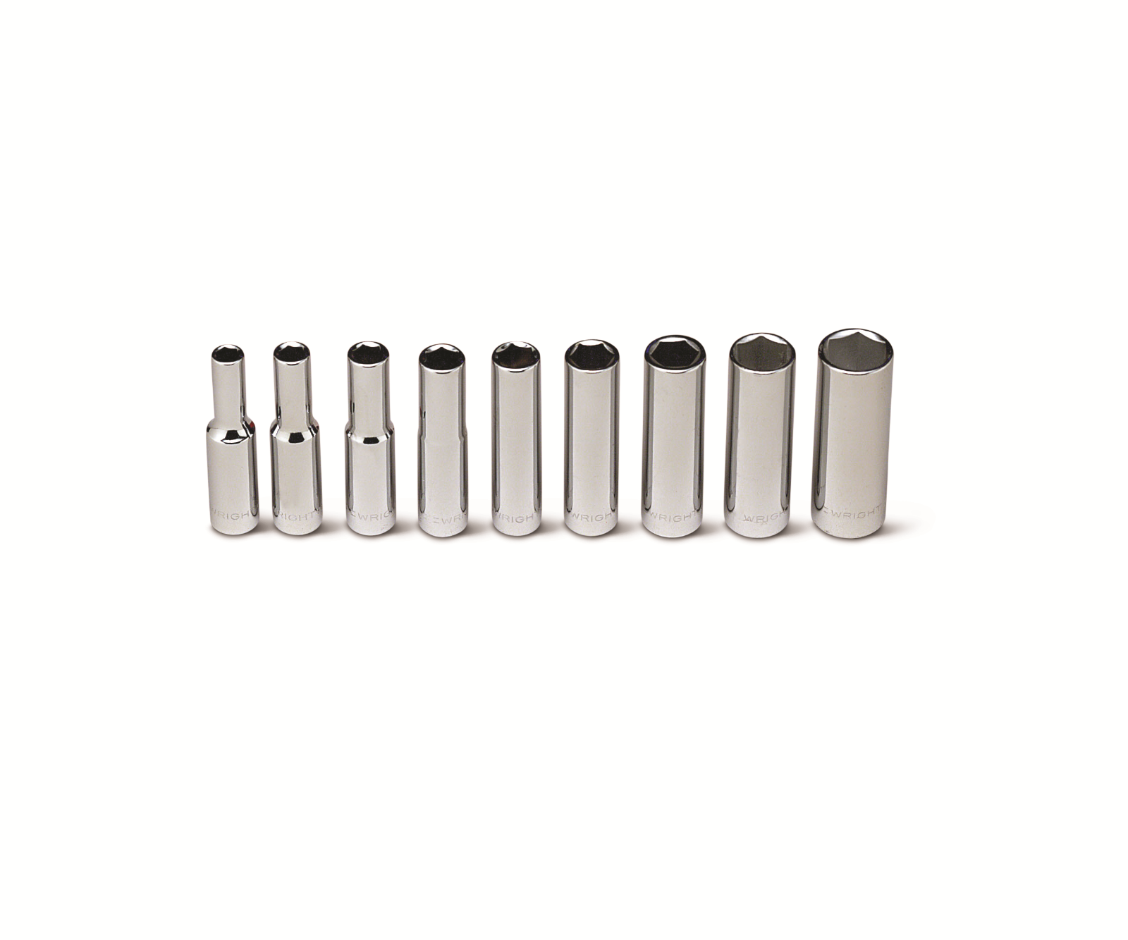 wright tool 6 point deep socket set 9 piece 1/4" drive sae 208