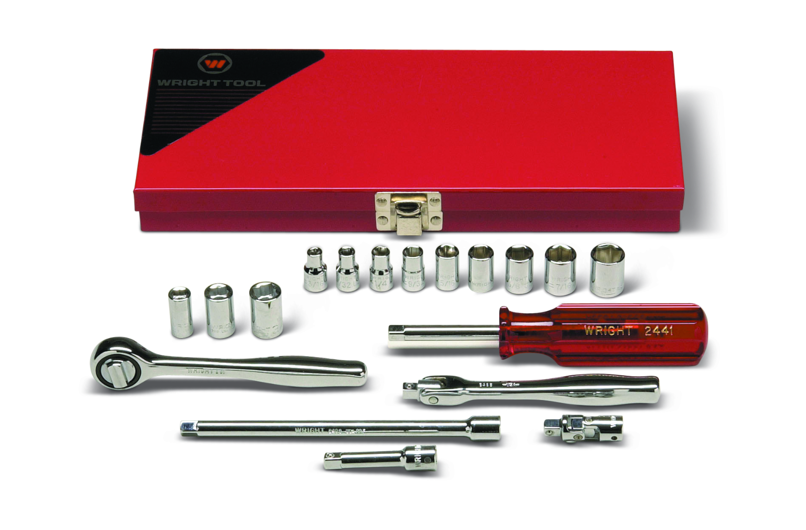 Wright Tool 218 1/4 Drive 18 Pieces Standard Socket Set 6&8-Point