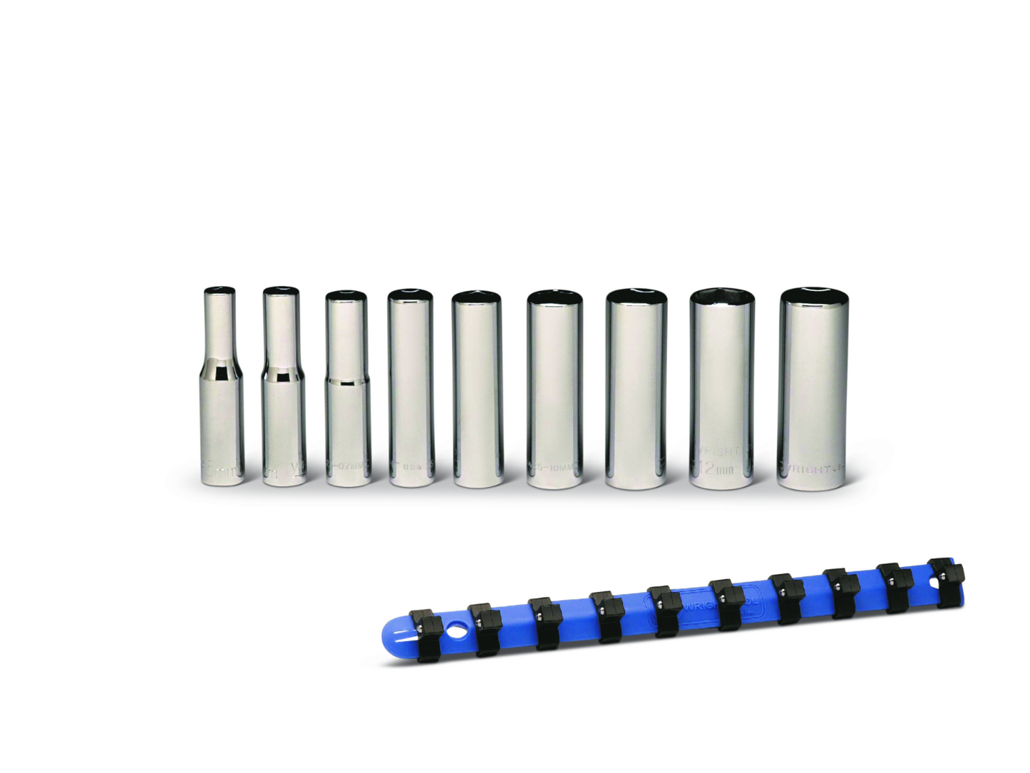 wright tool 6 point deep socket set 9 piece 1/4" drive metric 257