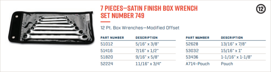 wright tool wrightgrip® 2.0 12 point box wrench set 7 piece sae 749