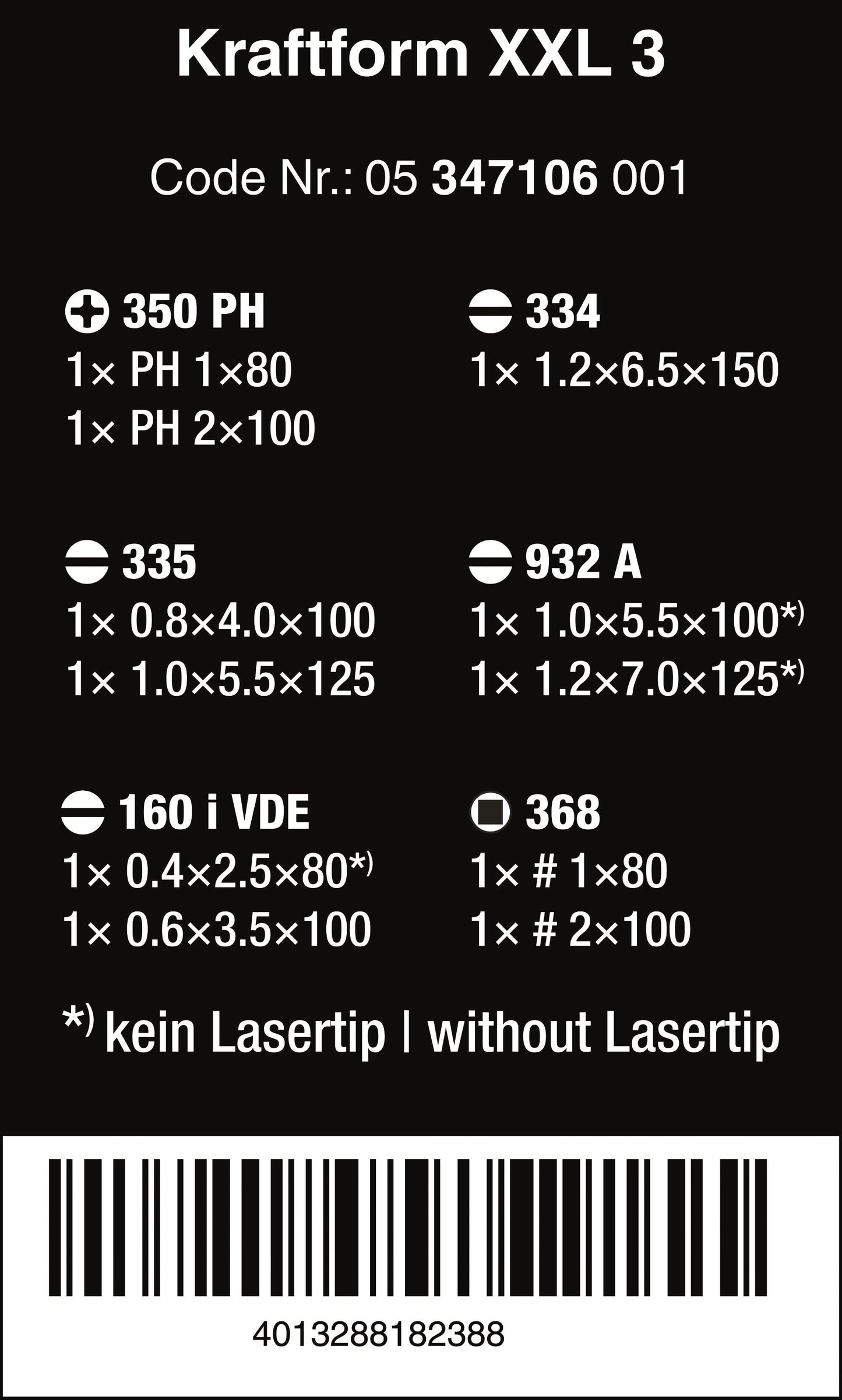 wera kraftform plus xxl 3 screwdriver set 11 pieces 05347106001