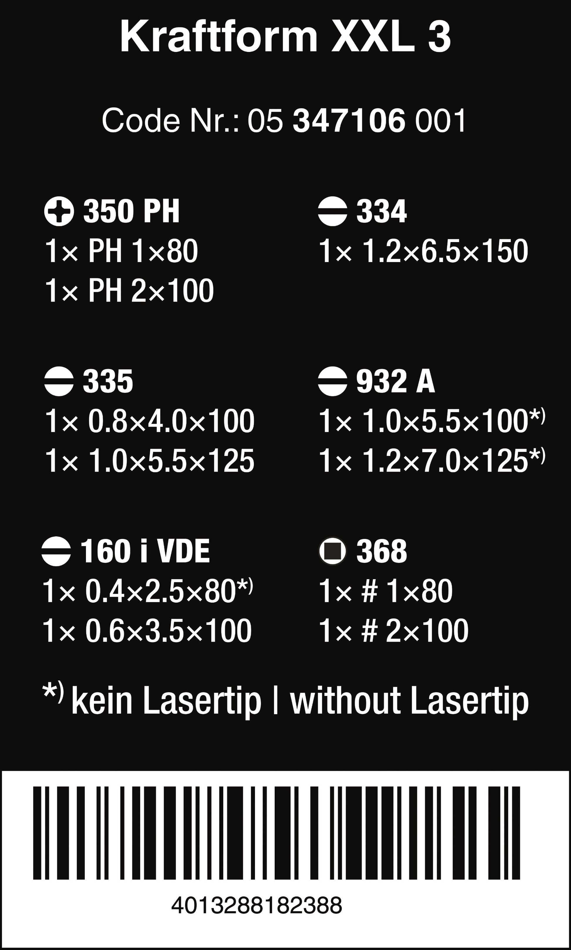 wera kraftform plus xxl 3 screwdriver set 11 pieces 05347106001