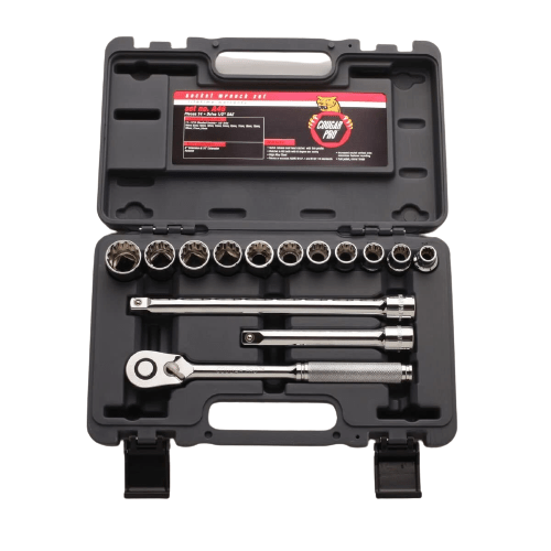Cougar Pro Socket Wrench Box Set 14 Pieces 1/2" Drive Metric A46 - Mr. Tools
