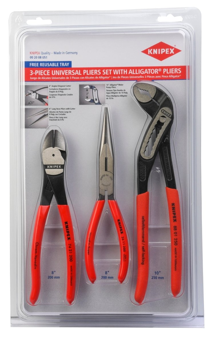 Knipex Pliers Set With Alligator® Pliers 3 Piece 00 20 08 US1 - Mr. Tools