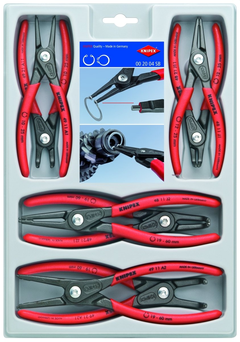 Knipex Precision Circlip Snap Ring Pliers Set 8 Piece 00 20 04 SB - Mr. Tools