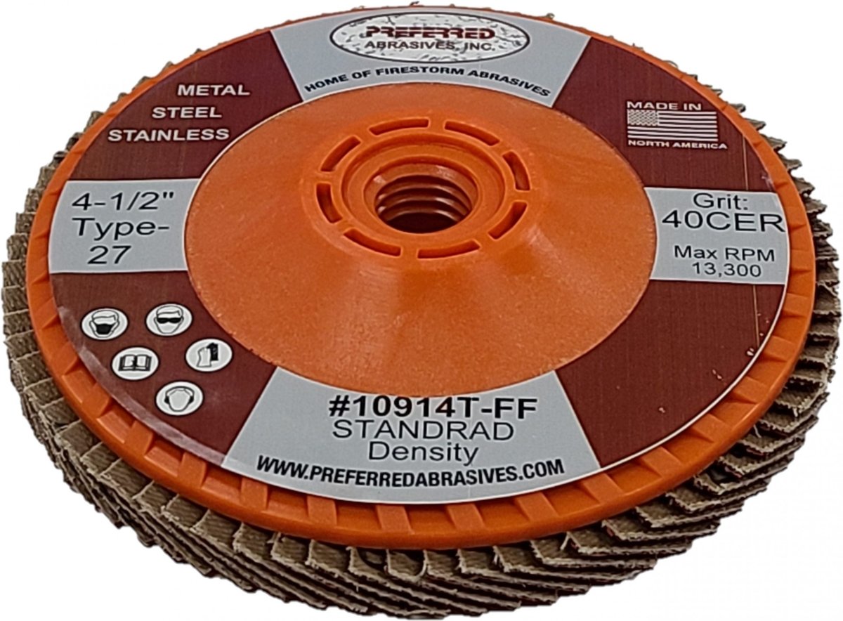 Preferred Abrasives Firestorm FasTrim® Hi - Density Trimmable Flap Discs 40 Ceramic Grit 10919T - FF - Mr. Tools
