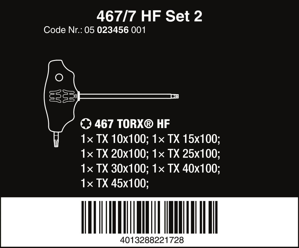 Wera 467/7 HF Set 2 TORX® T - Handle Screwdriver Set With Rack 7 Piece 05023456001 - Mr. Tools
