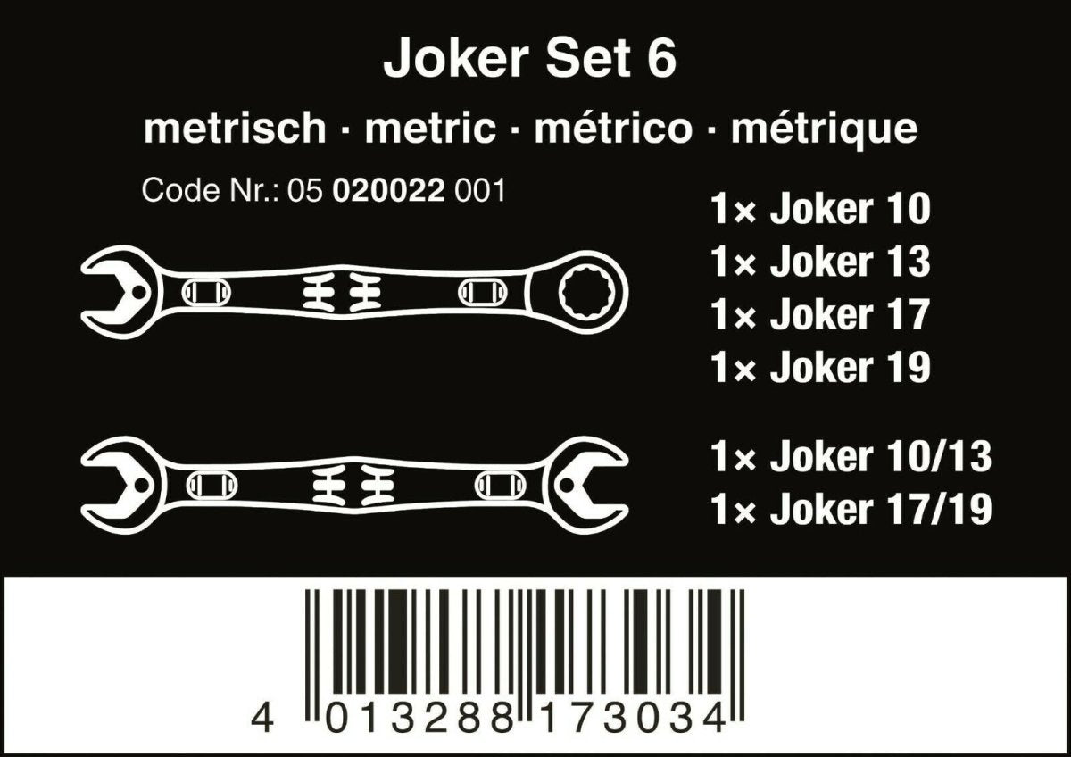 Wera 6000/6002 Joker Ratcheting Combination Wrench Set Metric 05020022001 - Mr. Tools