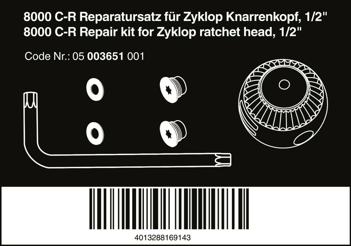 Wera 8000 C - R Zyklop Socket Wrench Repair Kit 1/2" 05003651001 - Mr. Tools