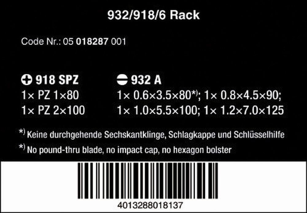 Wera 932/918/6 Kraftform Chiseldriver Screwdriver Set With Rack 05018287001 - Mr. Tools
