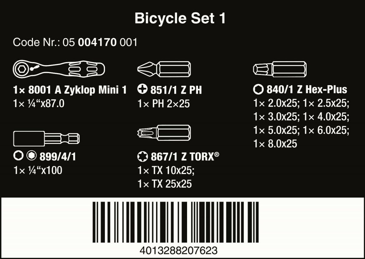 Wera Bicycle Set 1 Zyklop Mini Ratchet Set 1/4" Drive Metric 05004170001 - Mr. Tools