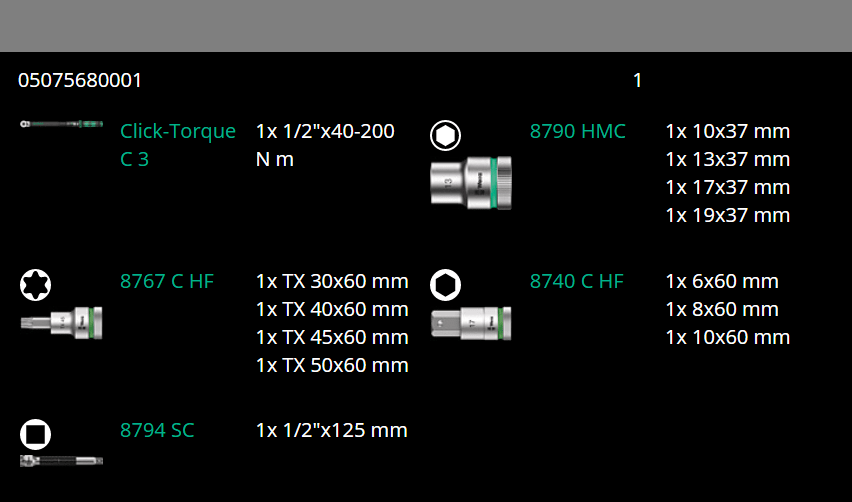 Wera C3 Click - Torque Wrench Set 40 - 200 Nm 1/2" Drive 13 Pieces 05075680001 - Mr. Tools