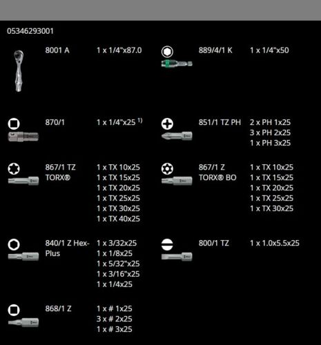 Wera Zyklop Mini 2 1/4" Drive Socket Wrench Bit Set 05346293001 - Mr. Tools