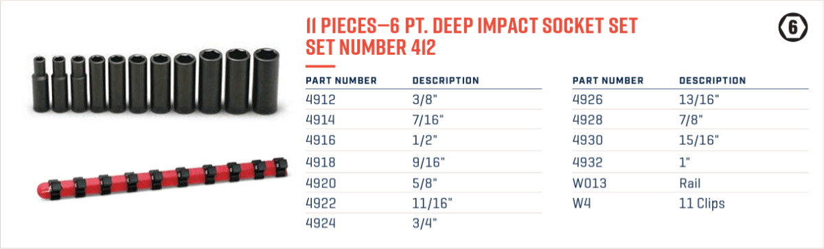 Wright Tool 6 Point Deep Impact Socket Set 11 Piece 1/2" Drive SAE 412 - Mr. Tools