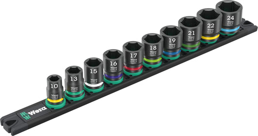 Wera 9607 Magnetic Rail B Impaktor 1 Socket Set 3/8" Drive Metric 05005451001