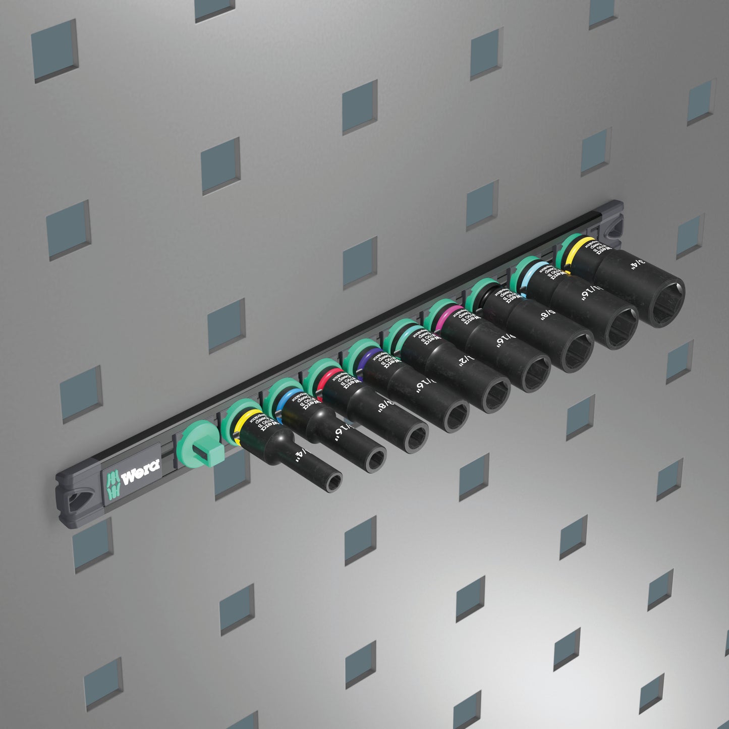 Wera 9661 Magnetic Rail B Impaktor Deep Imperial 1 Socket Set 3/8" 05005591001