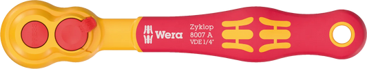 Wera 8007 A Zyklop VDE 1/4" drive insulated ratchet (05005600001) individually tested for safe work up to 1,000V.
