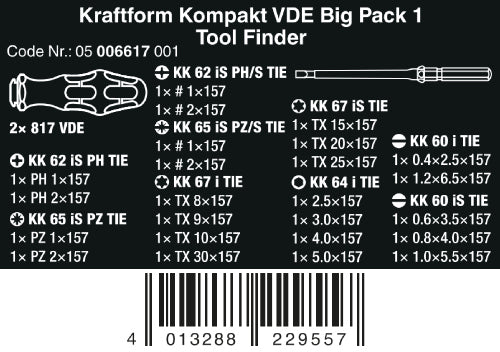Wera Kraftform Kompakt VDE Big Pack 1 Screwdriver Set Metric 05006617001
