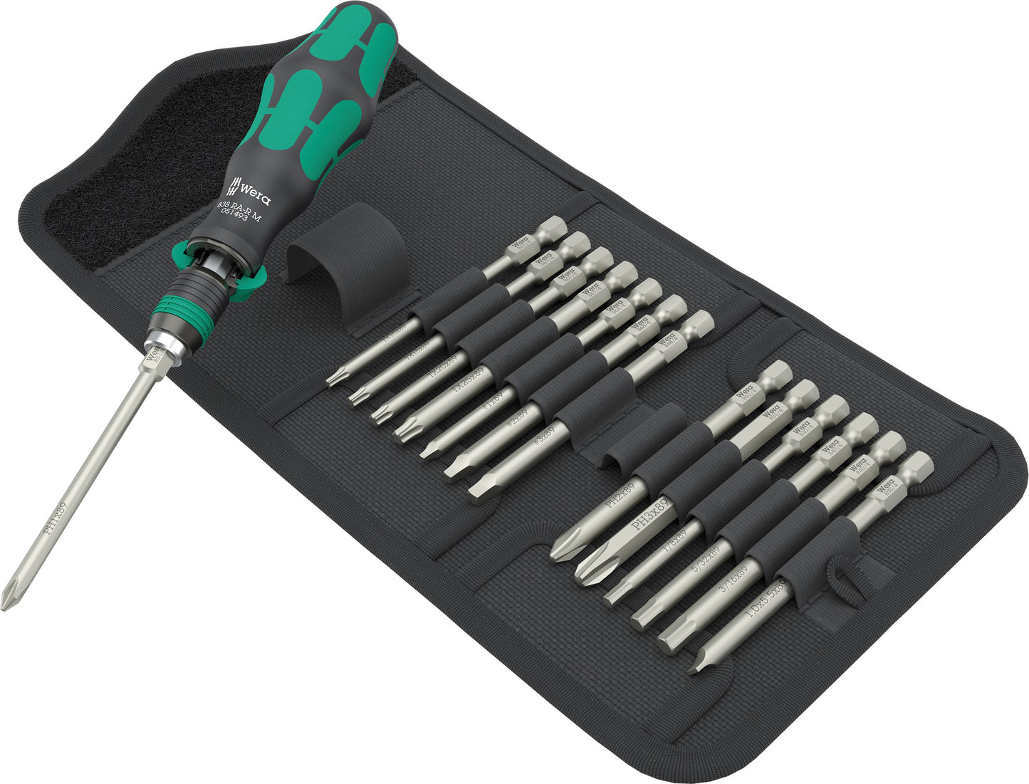 Wera Kraftform Kompakt 838 RA-R M Ratcheting Screwdriver Set 1 SAE 05051066001