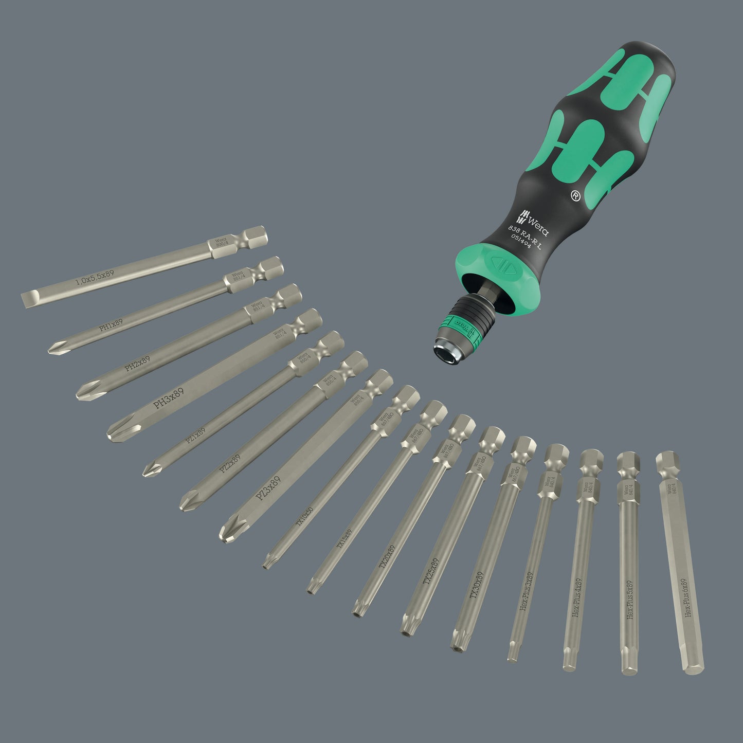 Wera Kraftform Kompakt 60 RA-R 1 Ratcheting Screwdriver Set Metric 05051530001