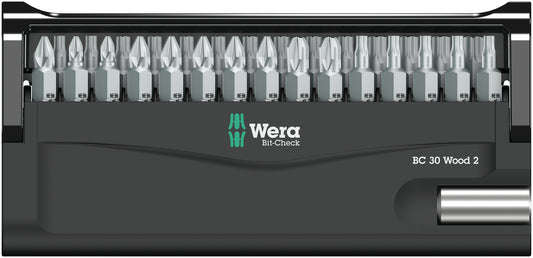 Wera Bit-Check 30 Wood 2 SB Screwdriver Bit Set 05057438001
