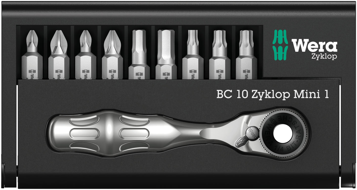 Wera Bit-Check 10 Zyklop Mini 1 Socket Wrench Bit Set 1/4" Drive 05073645001