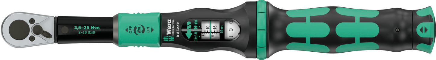 Wera Click-Torque Lock A 6 Torque Wrench 2.5 -25 Nm 1/4" Drive 05075691001