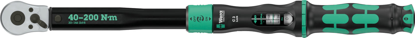 Wera Click-Torque Lock C 3 Torque Wrench 40 - 200 Nm 1/2" Drive 05075692001