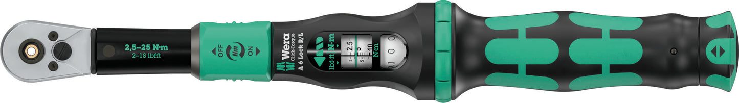 Wera Click-Torque Lock A 6 R/L Torque Wrench 2.5 -25 Nm 1/4" Drive 05075694001