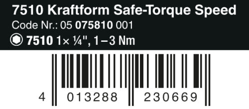Wera 7510 Kraftform Safe-Torque Speed Torque Screwdriver 1-3 Nm 05075810001