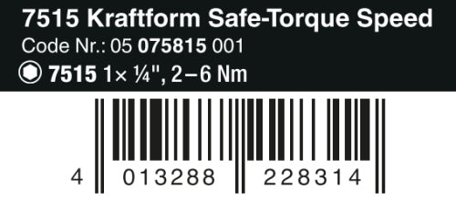 Wera 7515 Kraftform Safe-Torque Speed Torque Screwdriver 2-6 Nm 05075815001