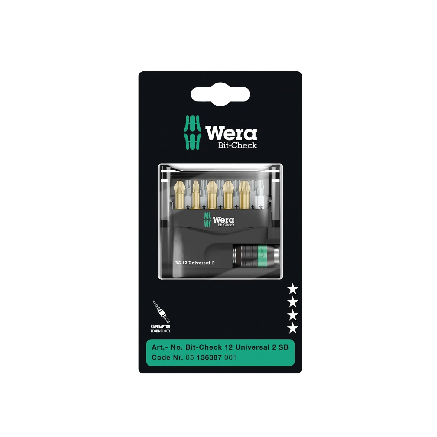 Wera Bit-Check 12 Universal 2 SB Bit Set 12 Pieces 05136387001