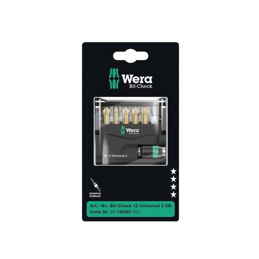Wera Bit-Check 12 Universal 2 SB Bit Set 12 Pieces 05136387001