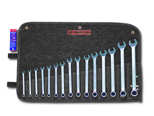 Wright Tool WRIGHTGRIP® 2.0 12 Point Combination Wrench Set 15 Piece Metric 752