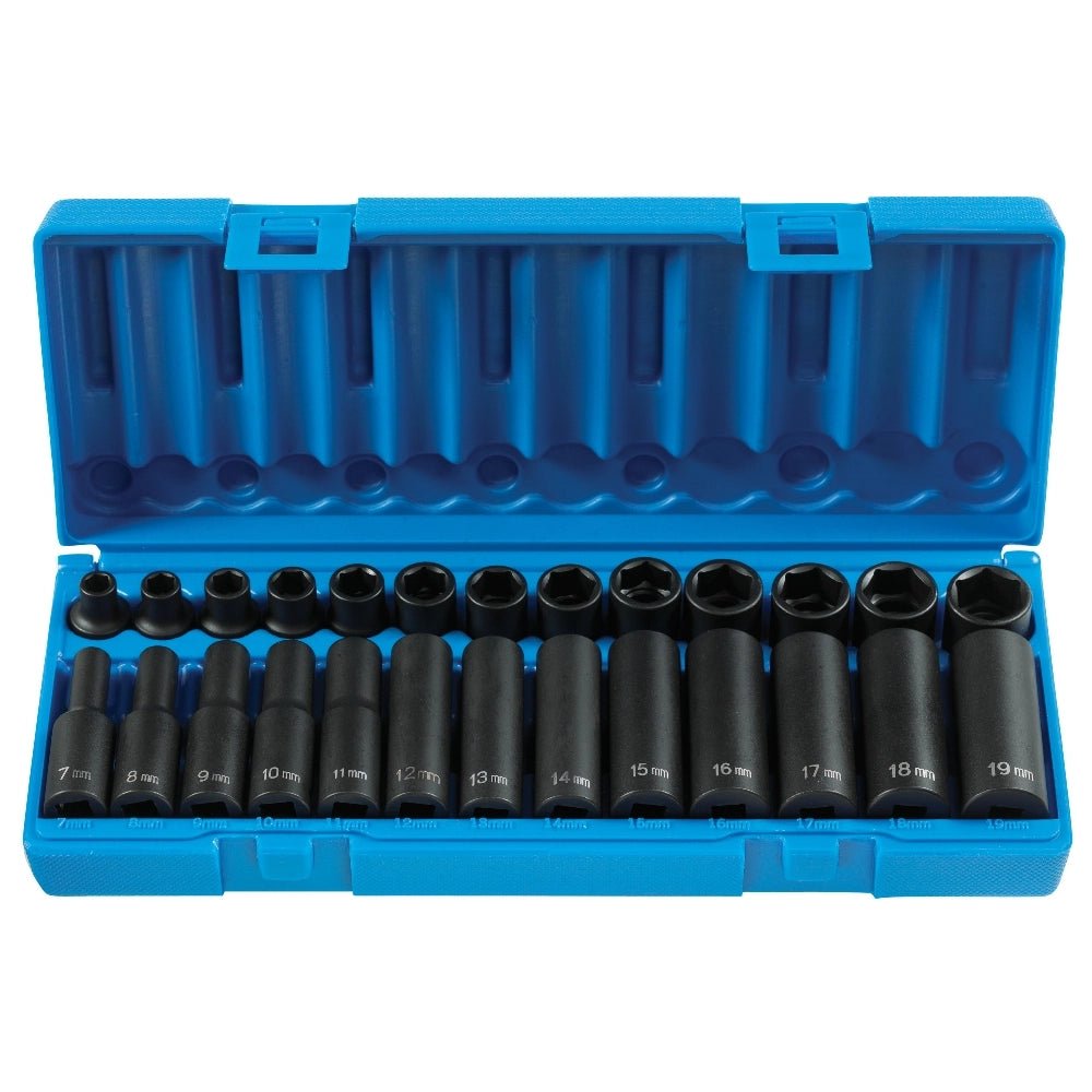 Grey Pneumatic 1226M 3/8" Drive 26-Piece Metric Standard & Deep Master Impact Socket Set (7mm - 19mm) - Mr. Tools