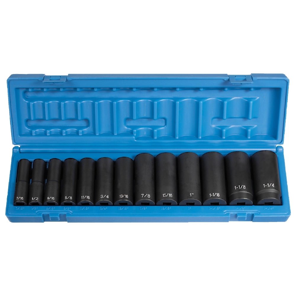 Grey Pneumatic 1312D 1/2" Drive 13-Piece Deep Length Fractional Impact Socket Set (7/16" - 1-1/4") - Mr. Tools