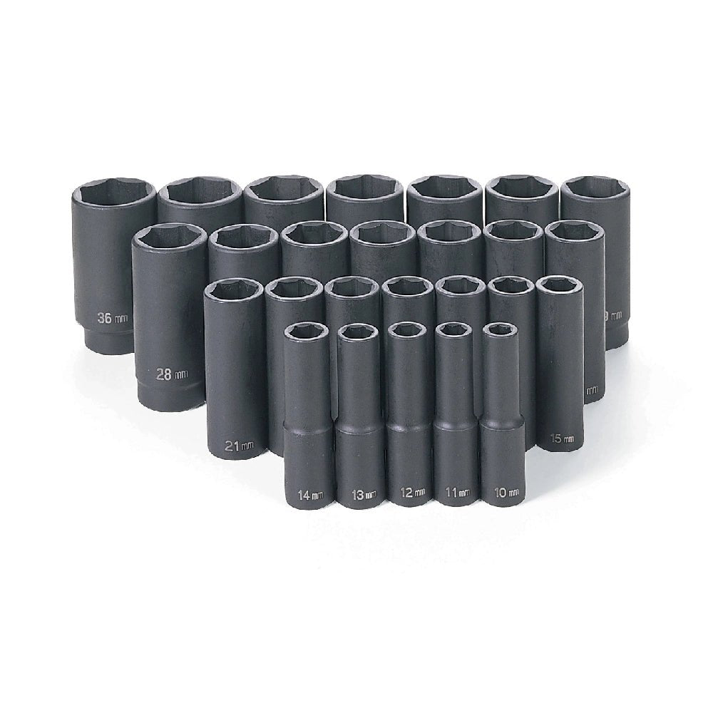 Grey Pneumatic 1326MD 1/2" Drive 26-Piece Deep Length Metric Master Impact Socket Set (10mm - 36mm) - Mr. Tools