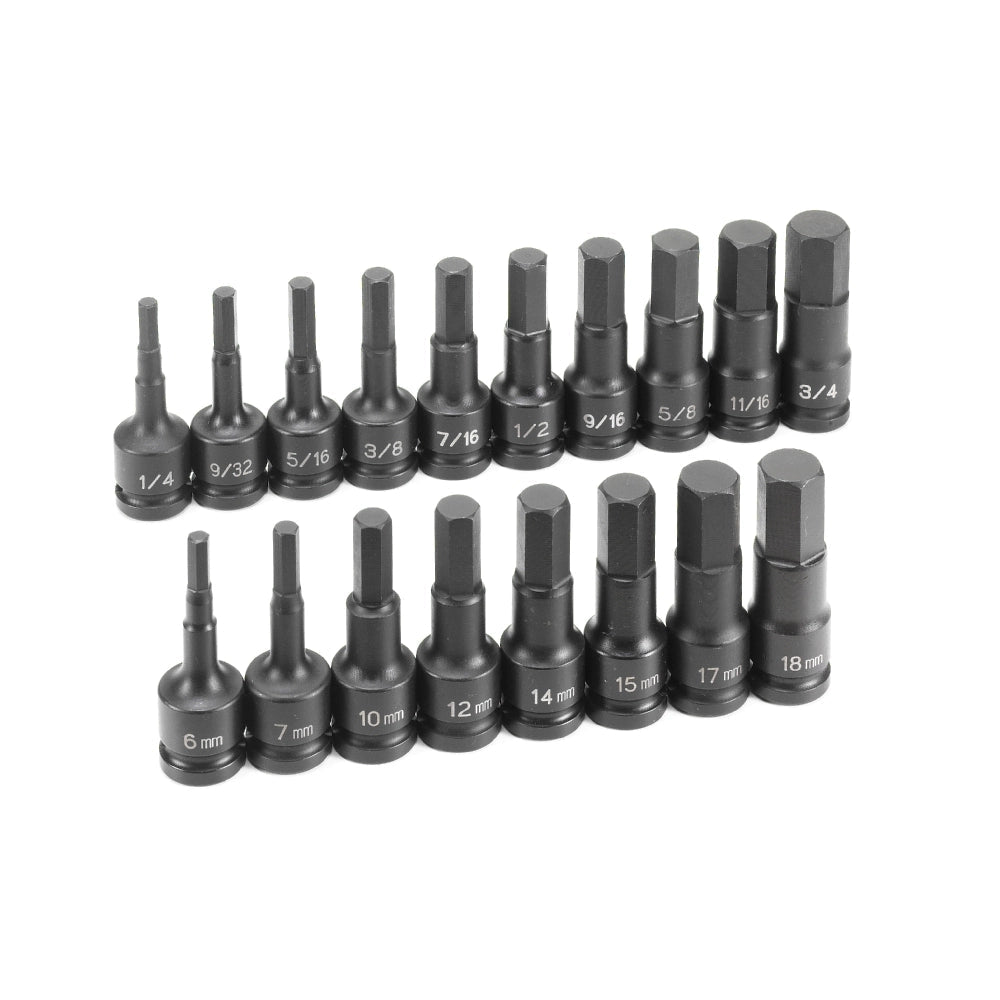 Grey Pneumatic 1598HC 1/2" Drive 18-Piece Master Combo SAE & Metric Impact Hex Driver Set - Mr. Tools