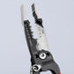 Close-up detail of the precision ground stripping notches and wide gripping jaws on KNIPEX 13 72 8 wire stripper.