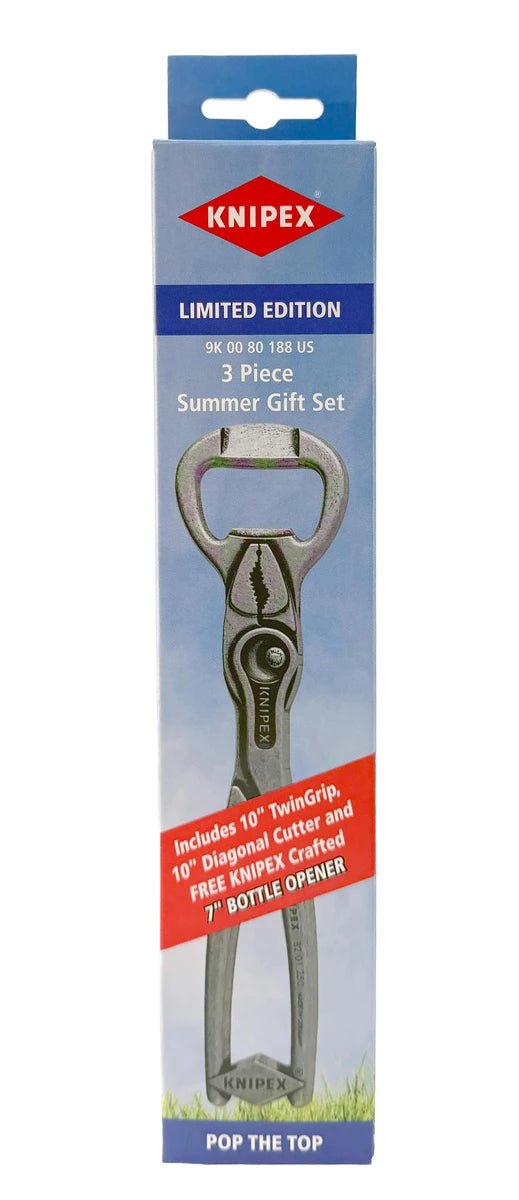 Knipex 3 - Piece Summer Gift Set: 10" TwinGrip, 10" High - Leverage Diagonal Cutters & Free Bottle Opener - Mr. Tools