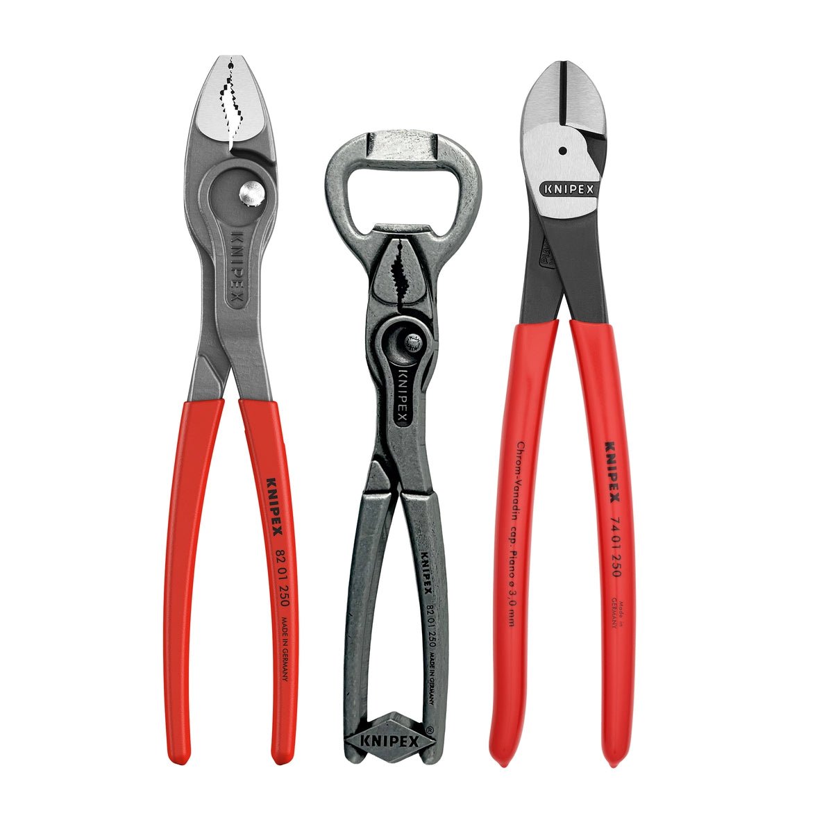Knipex 3 - Piece Summer Gift Set: 10" TwinGrip, 10" High - Leverage Diagonal Cutters & Free Bottle Opener - Mr. Tools