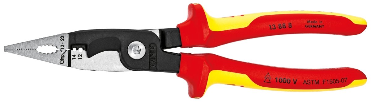 Knipex 6 - in - 1 Insulated Electrical Installation Pliers 8" 12 - 14 AWG 13 88 8 US - Mr. Tools