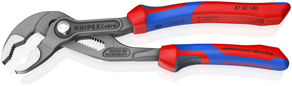 KNIPEX 87 02 180 Cobra 7 1/4" High-Tech Water Pump Pliers with KNIPEXTEND Comfort Grips - Mr. Tools