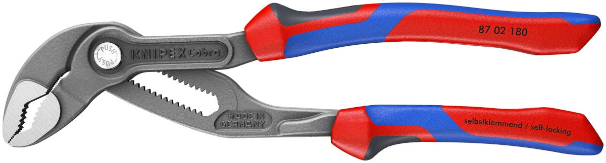 KNIPEX 87 02 180 Cobra 7 1/4" High-Tech Water Pump Pliers with KNIPEXTEND Comfort Grips - Mr. Tools
